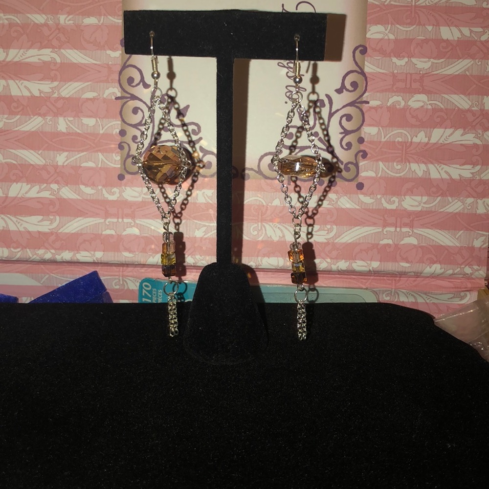 🔥🔥🔥 Long silver tone handmade earrings